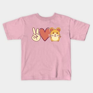 Peace Love Hamster Cute Kawaii Rodent Lover Kids T-Shirt